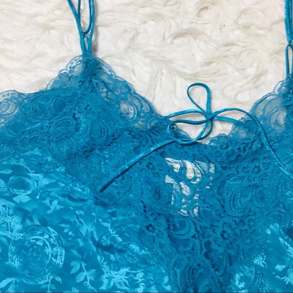 Victoria’s Secret Cami Tank Top Nightgown Lace turquoiseFloral Size Large - Picture 10 of 13